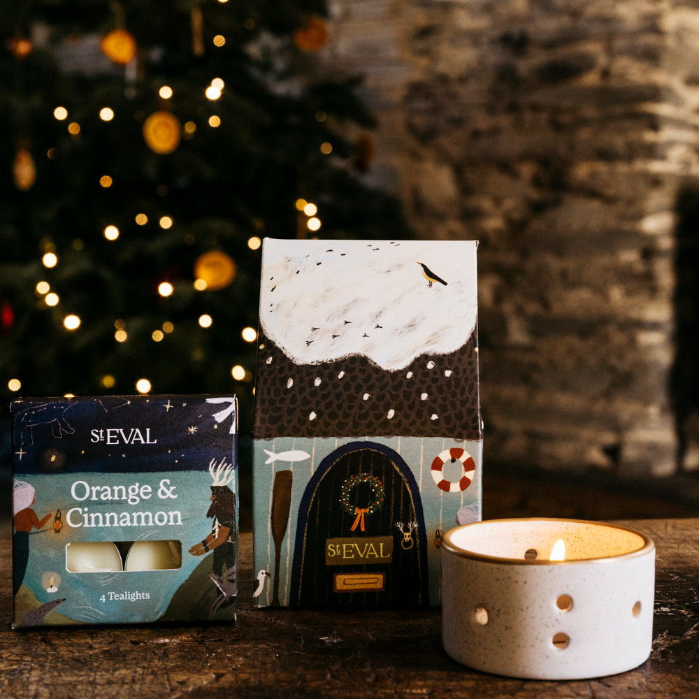 St Eval Christmas Cottage Scented Tealight Gift Pack, Orange & Cinnamon