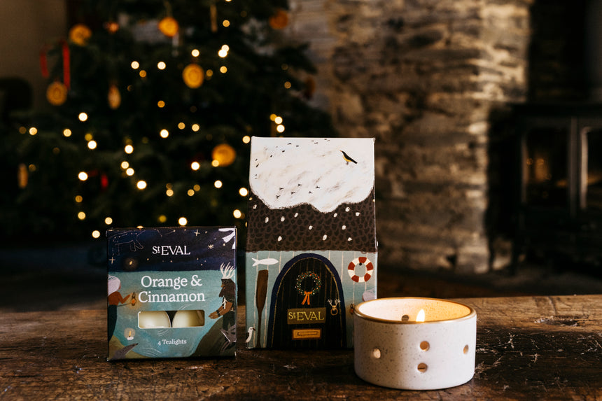 St Eval Christmas Cottage Scented Tealight Gift Pack, Orange & Cinnamon