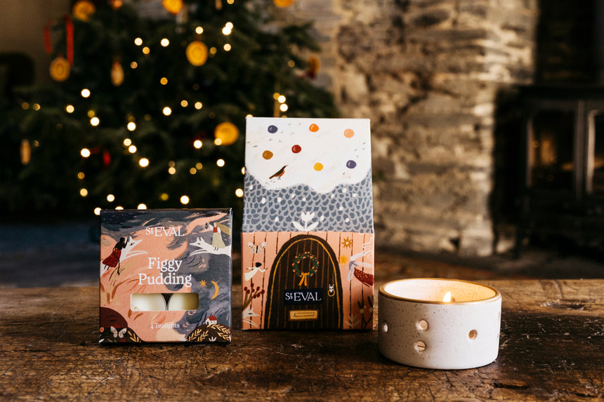 St Eval Christmas Cottage Scented Tealight Gift Pack, Figgy Pudding
