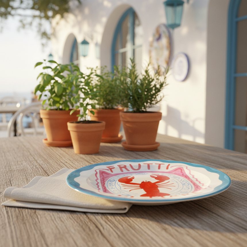 Frutti Di Mare Lobster Ceramic Dinner Plate By Ms Doodle