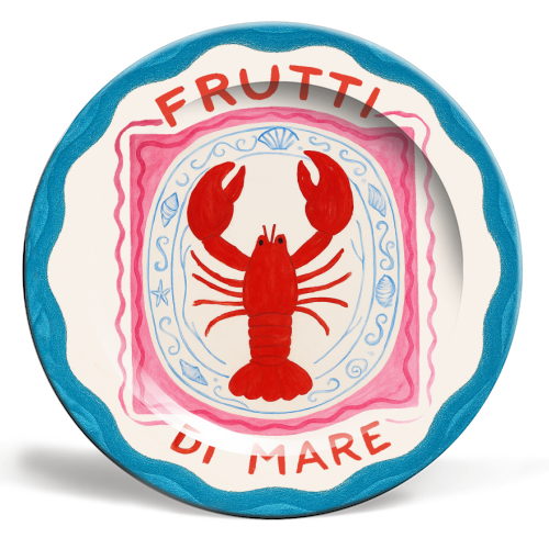 Frutti Di Mare Lobster Ceramic Dinner Plate By Ms Doodle