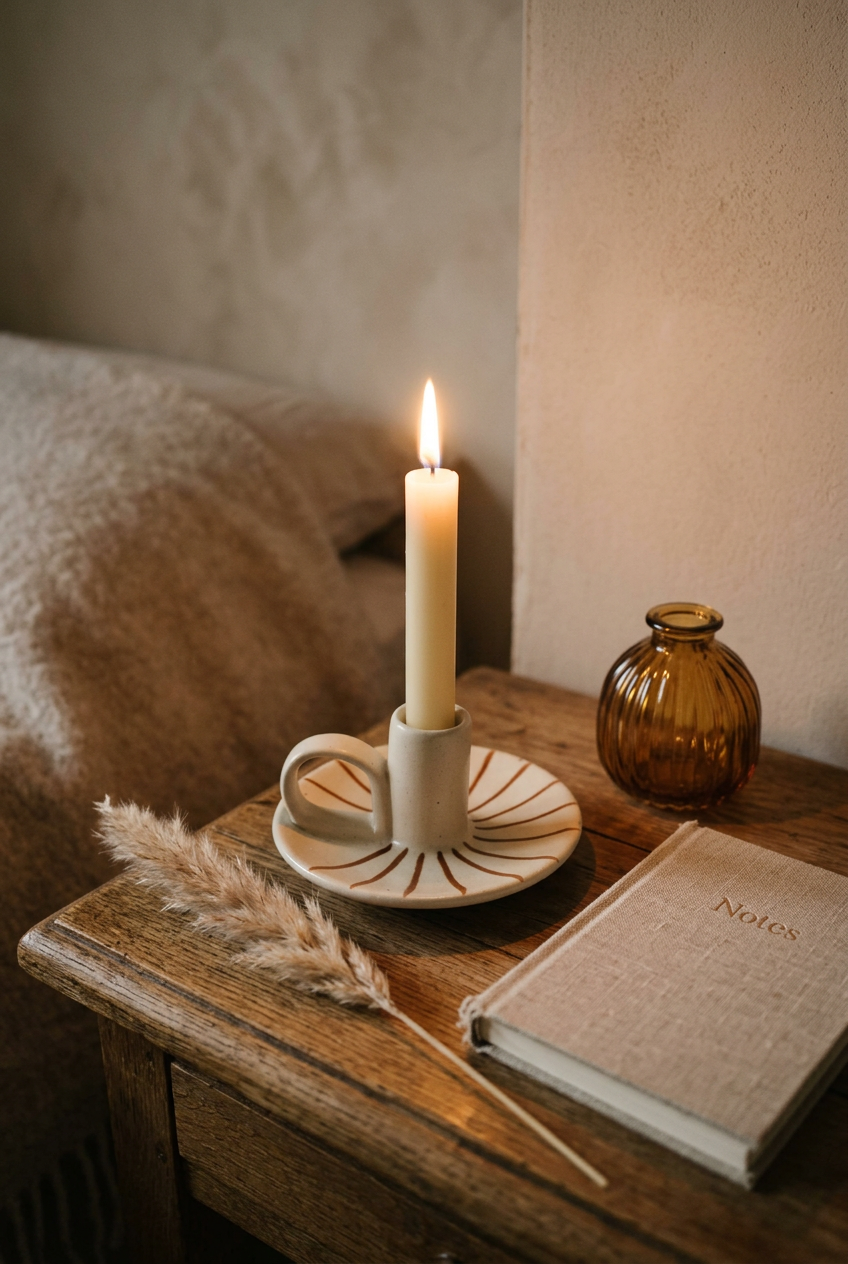 Morgan Wright Wee Willy Winkee Ceramic Candle Holder, Ginger Pinstripe