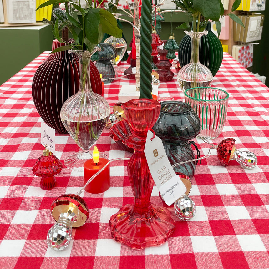 Talking Tables Bon Appetit XL Gingham Cotton Tablecloth, Red