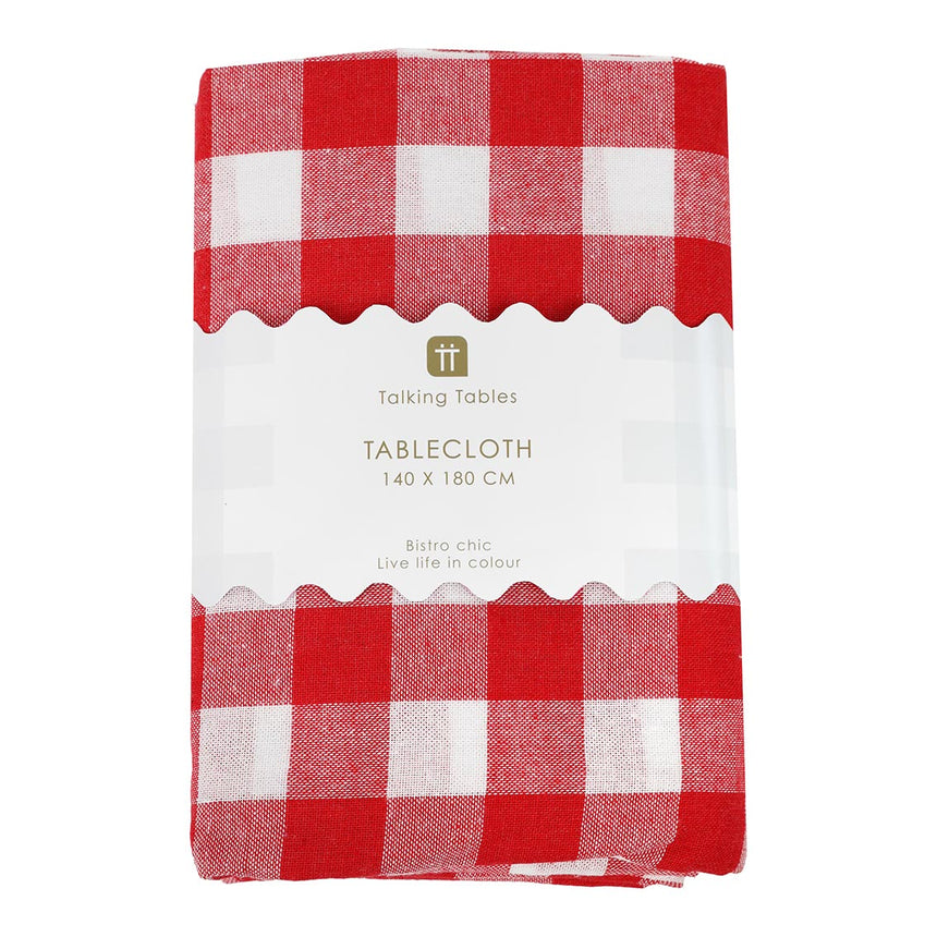 Talking Tables Bon Appetit Gingham Cotton Tablecloth, Red