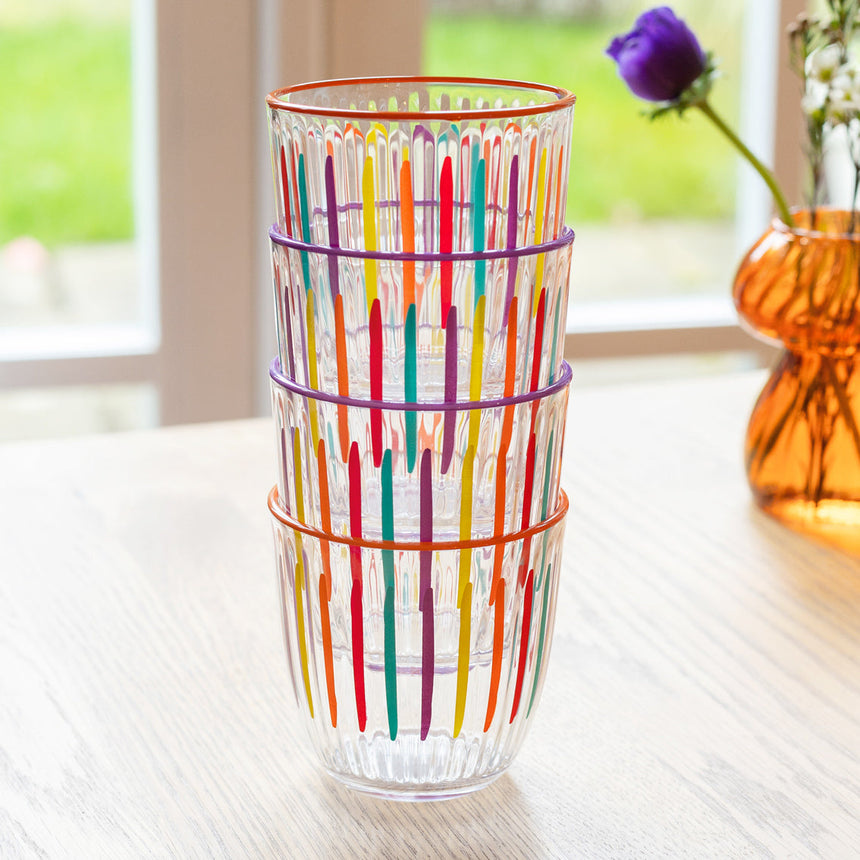 Talking Tables Multi-Coloured Striped Glass Tumblers (Set Of 2)