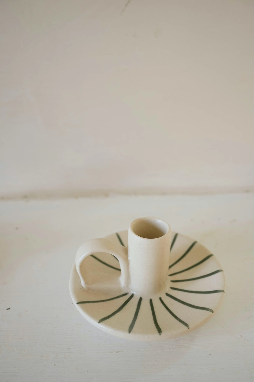Morgan Wright Wee Willy Winkee  Ceramic Candle Holder, Forest Pinstripe