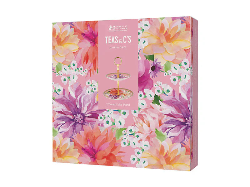 Maxwell & Williams Teas & C’S Dahlia Daze 2 Tiered Cake Stand, Pink