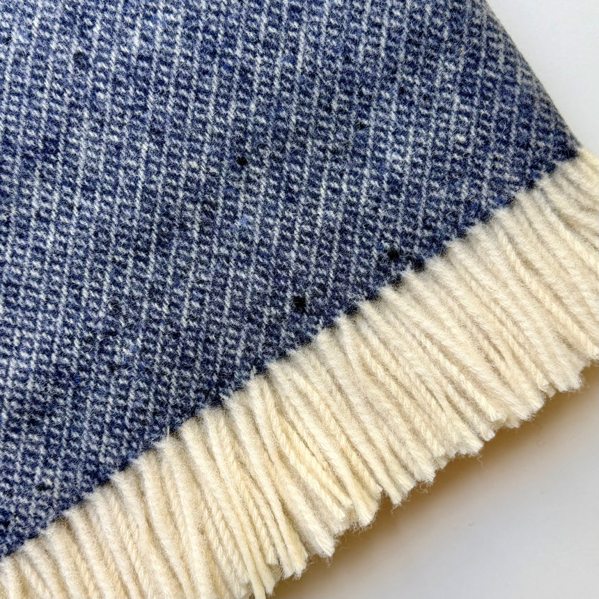 Bronte By Moon Donegal Pure New Wool Throw, Midnight Blue