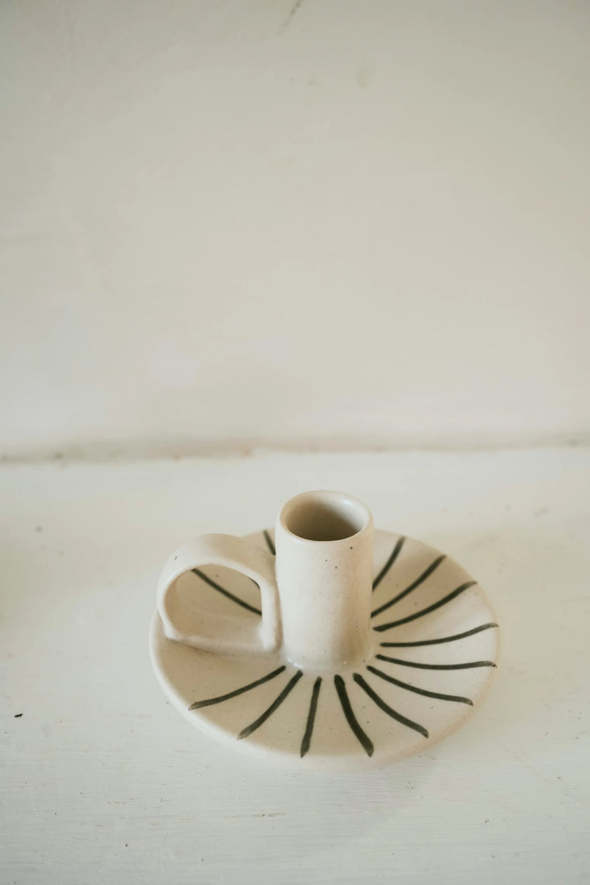 Morgan Wright Wee Willy Winkee  Ceramic Candle Holder, Pebble pinstripe