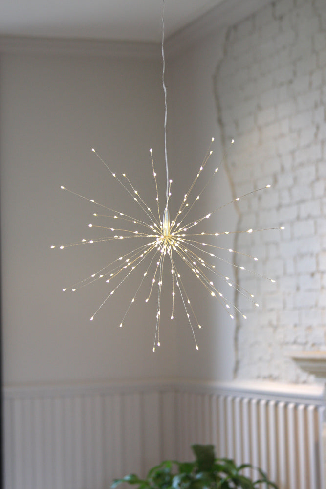 Hanging Starburst LED Fairy Light Silver (Battery Operated)