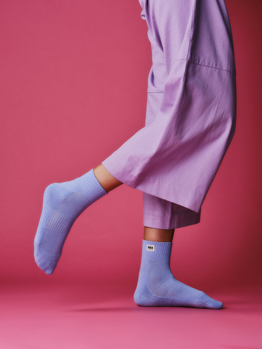 Roka London Wembley Organic Cotton Ankle Socks, Thistle