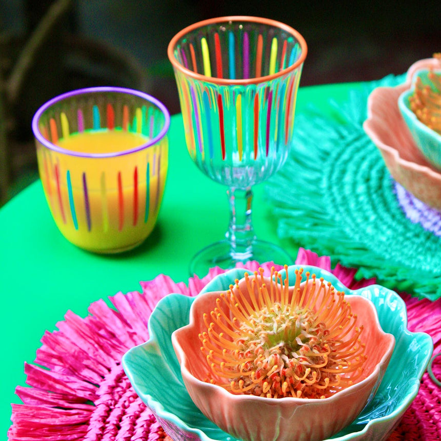 Talking Tables Multi-Coloured Striped Glass Tumblers (Set Of 2)