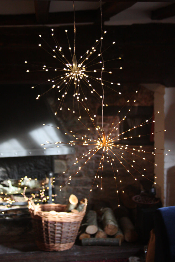 Hanging Starburst LED Fairy Light Silver (Battery Operated)