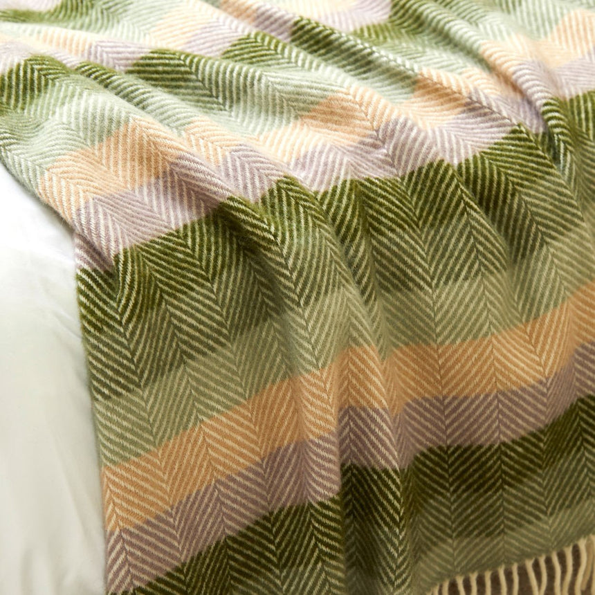 Tweedmill Polo Pure Wool Knitted Picnic Blanket, Botanical Stripe