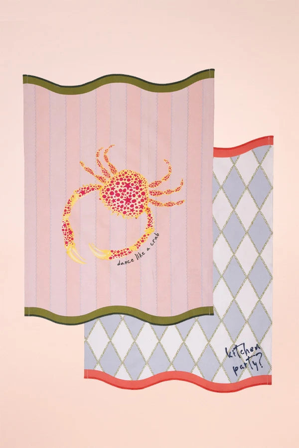 Yvonne Ellen Scalloped Edged Tea Towels  (Set Of 2)