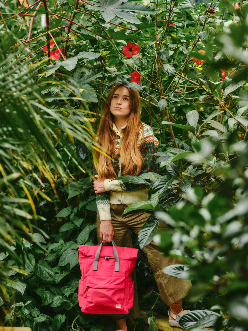 Roka London Canfield B Sustainable Nylon Rucksack, Poppy