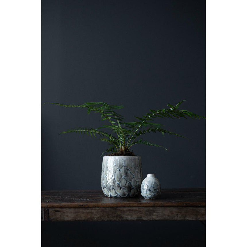 Wikholm Billie Ceramic PLant Pot, Grey& Blue