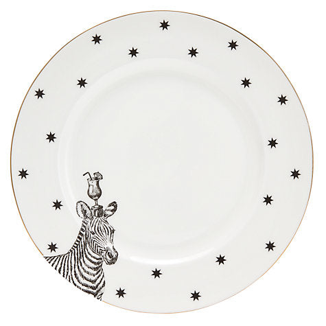 Yvonne Ellen Monochrome Zebra Dinner Plate