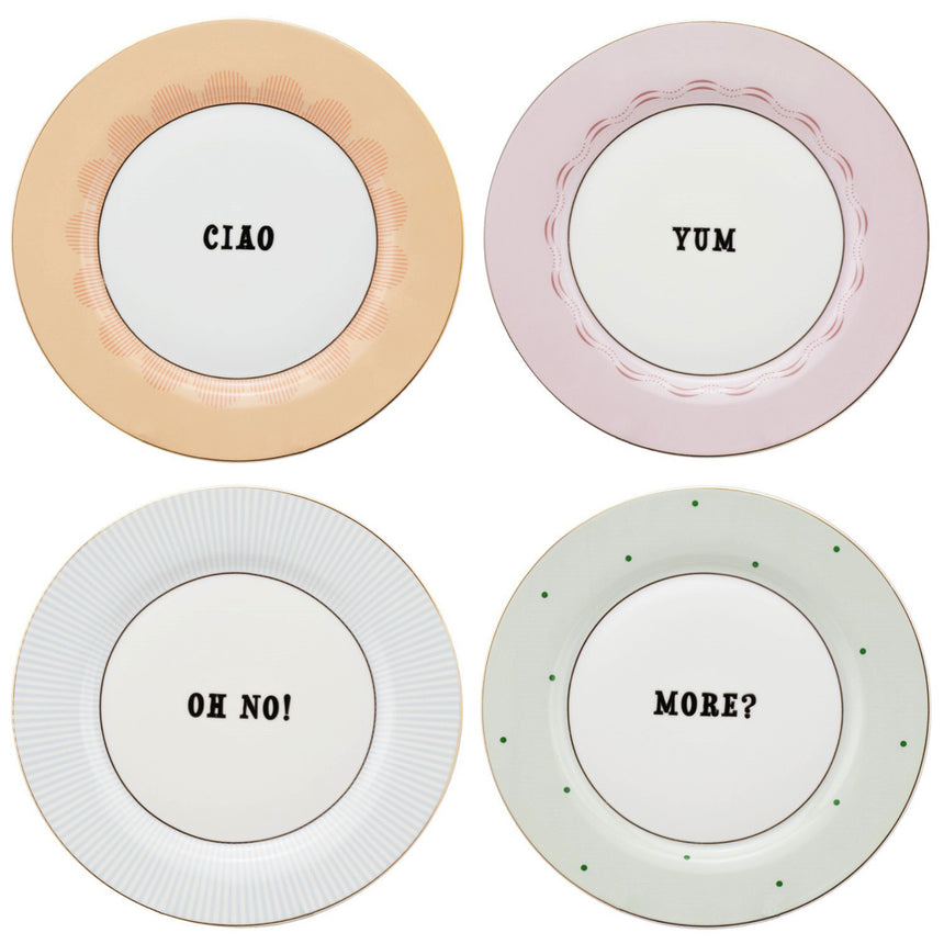 Yvonne Ellen Slogan Side Plates (Set Of 4)