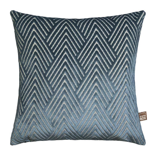 Scatter Box Vesper Geometric Velvet Cushion, Blue