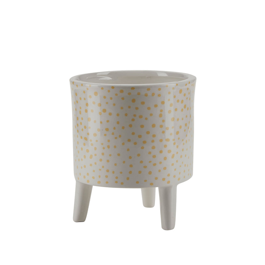 Bahne Ceramic Planter Pale Yellow Dots