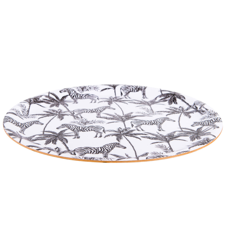 Madagascar Round Serving Tray Zebra