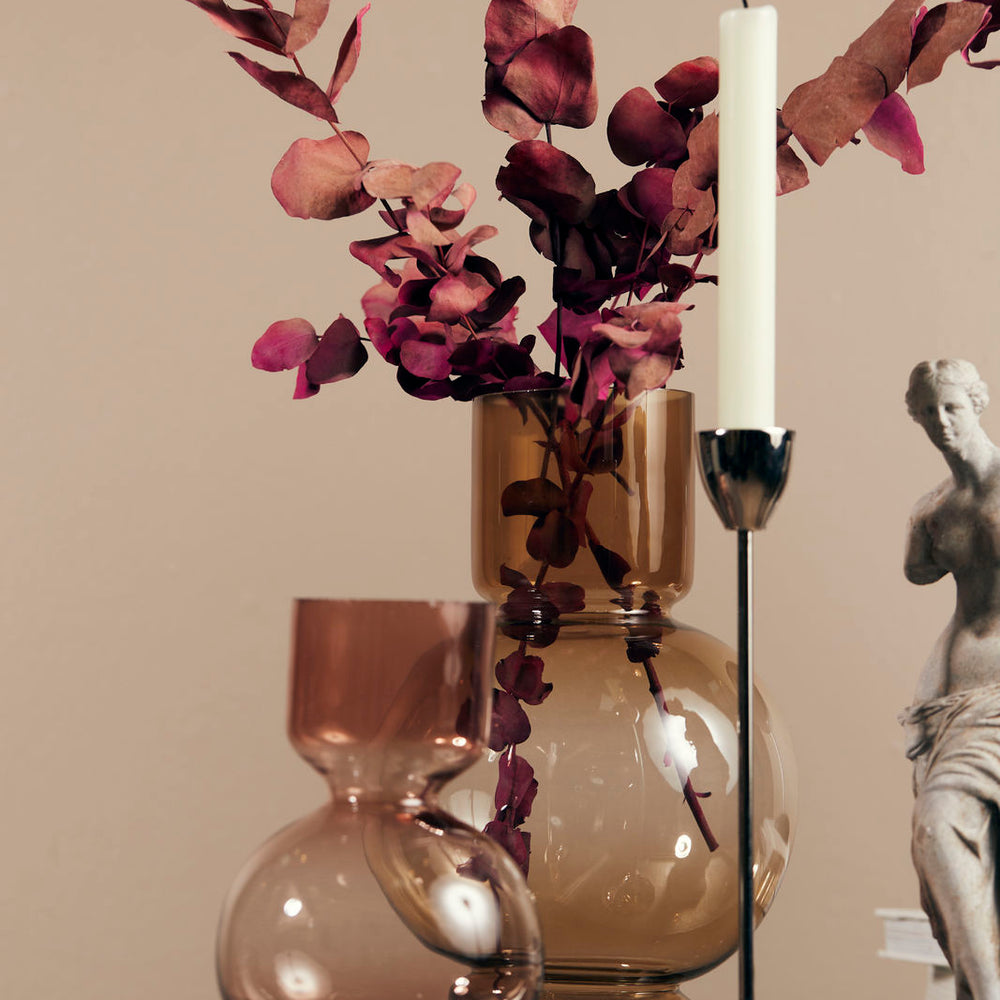 Bahne Interior Mouth-Blown Stained Glass Bubble Vase, Amber