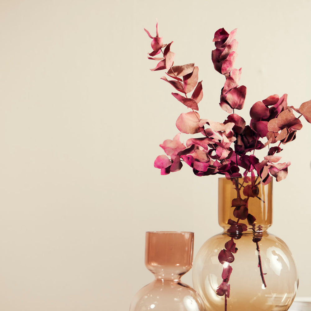 Bahne Interior Mouth-Blown Stained Glass Bubble Vase, Amber