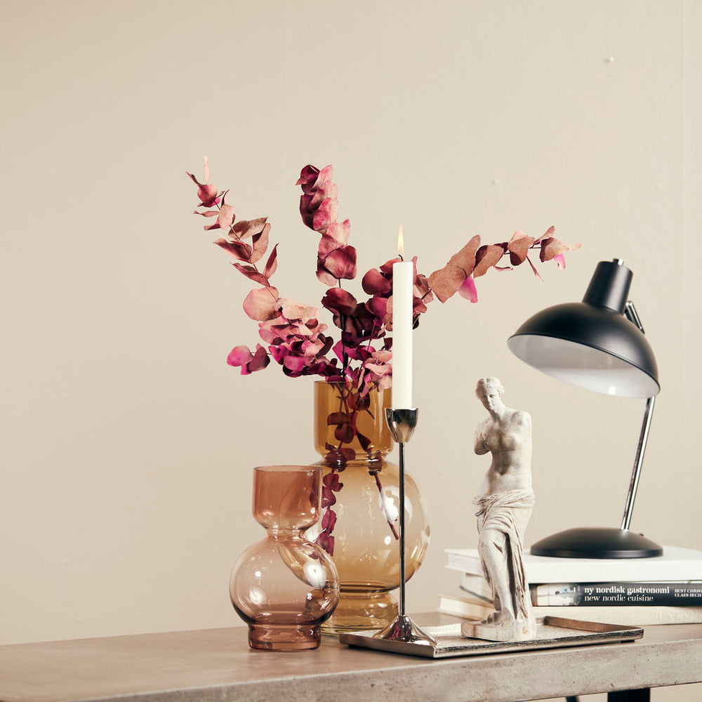 Bahne Interior Mouth-Blown Stained Glass Bubble Vase, Amber