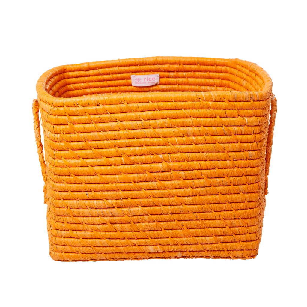 Rice Raffia Storage Basket Tangerine
