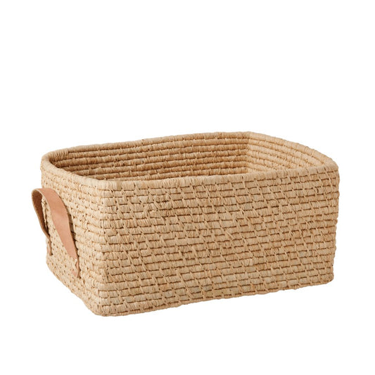 Rice Raffia Rectangle Storage Basket Natural