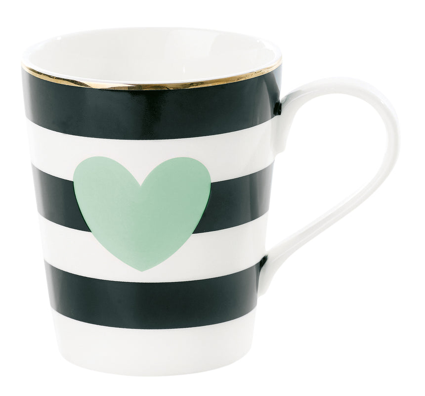 Miss Etoile Heart Mug Black Stripes