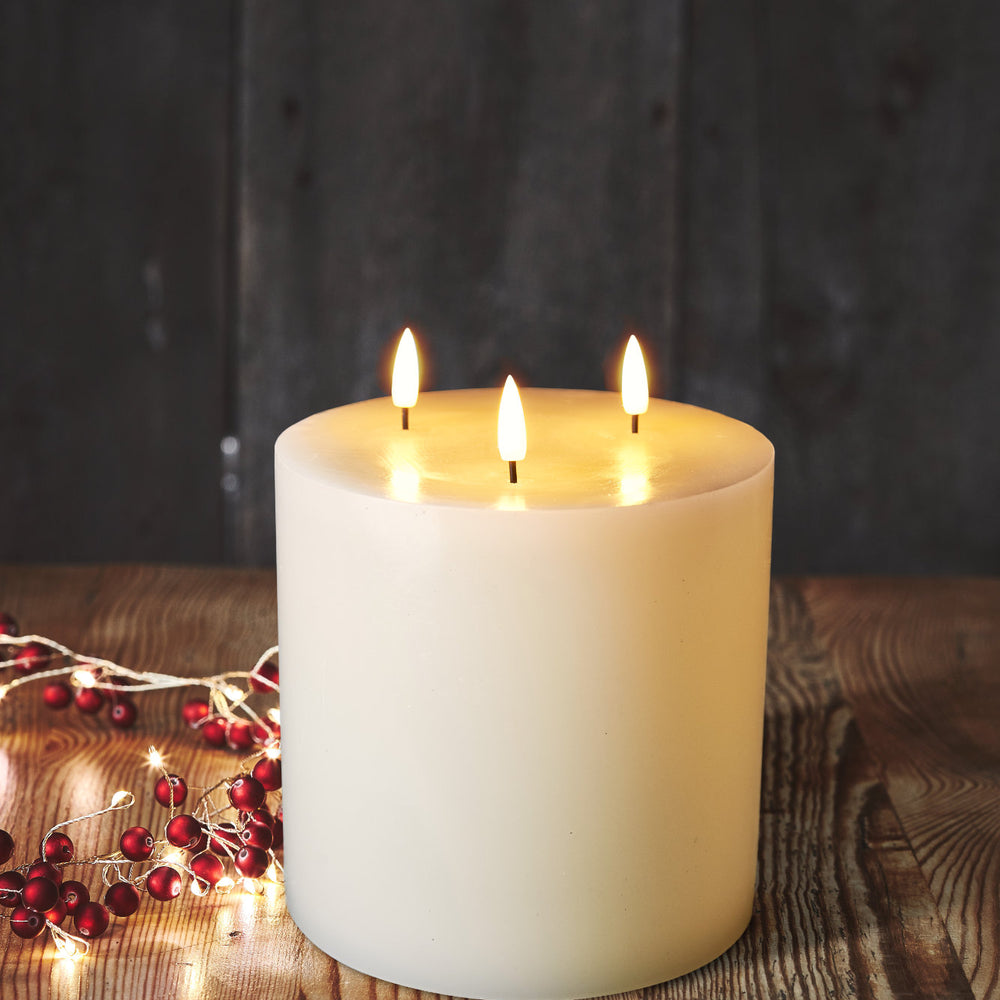LED Three Wicker Candle Warm White, 15 CM