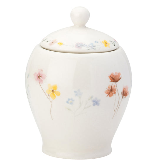 Pressed Flowers Porcelain Sugar Bowl