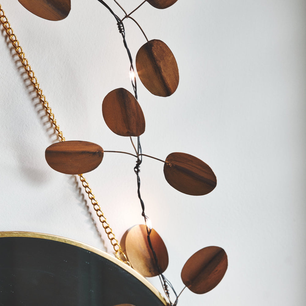 Handmade Metal LED Fairy Light,Gold Eucalyptus (Battery Operated)