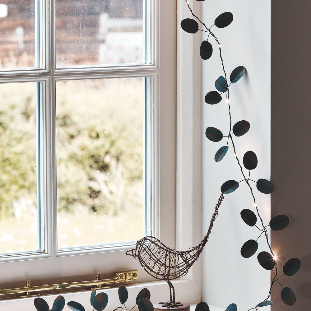 Handmade Metal LED Fairy Light,Green Eucalyptus(Battery Operated)