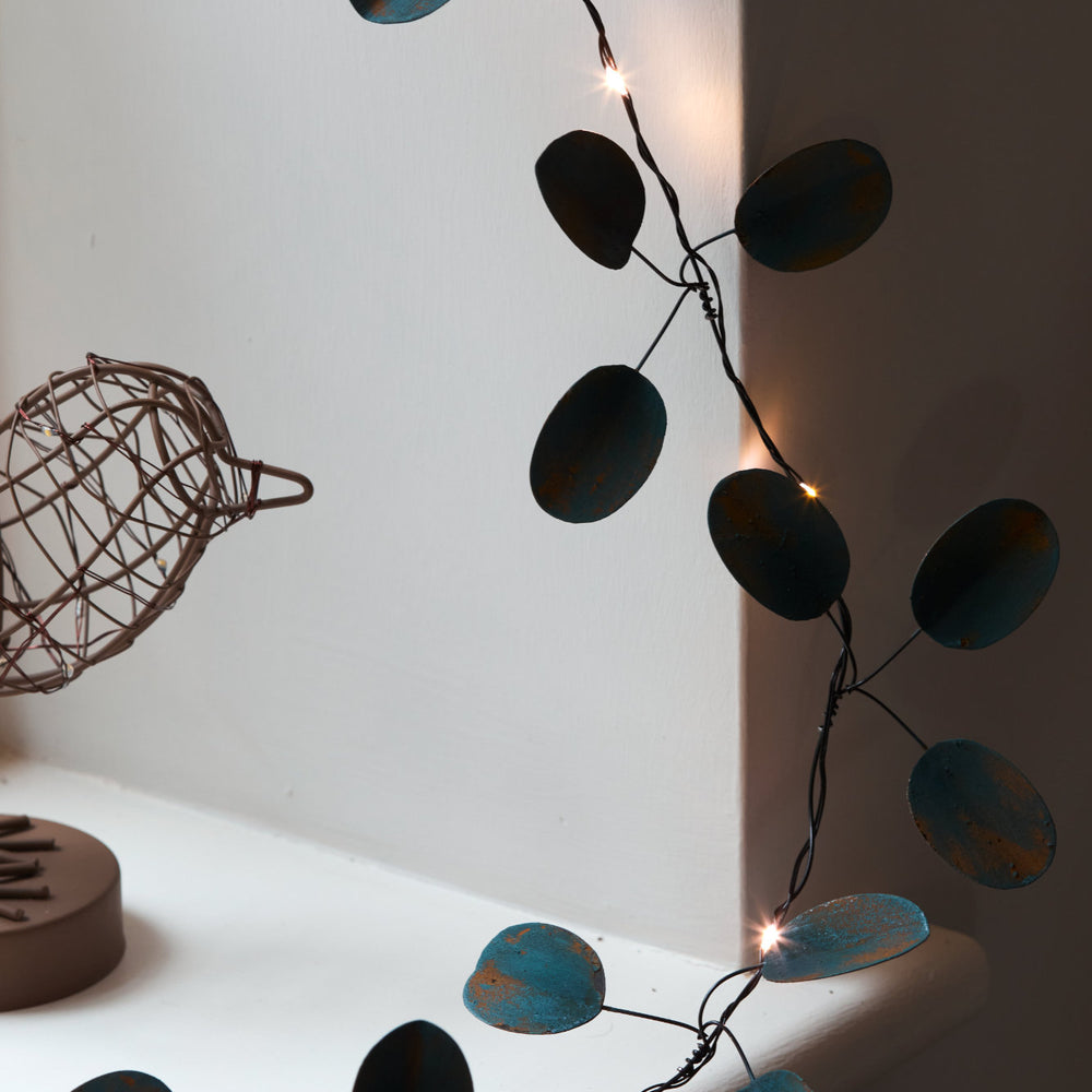 Handmade Metal LED Fairy Light,Green Eucalyptus(Battery Operated)