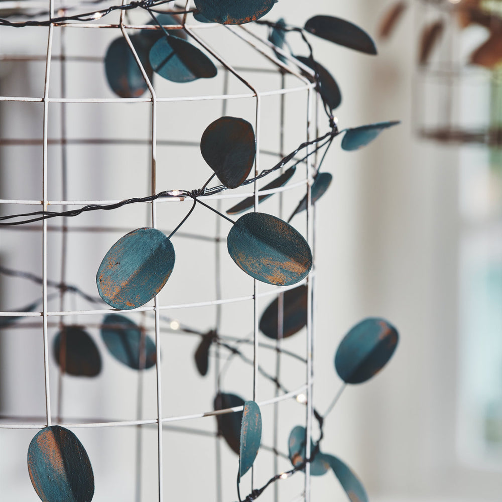 Handmade Metal LED Fairy Light,Green Eucalyptus(Battery Operated)