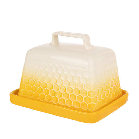 Kitchen Pantry Honeycomb Butter Dish Yellow