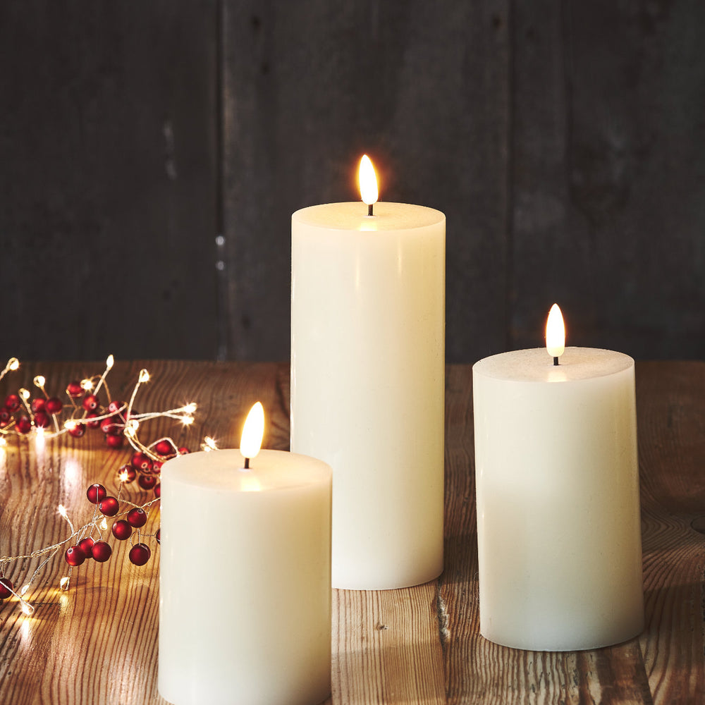 LED Pillar Candles Warm White, 7.5 CM (Set Of 3)