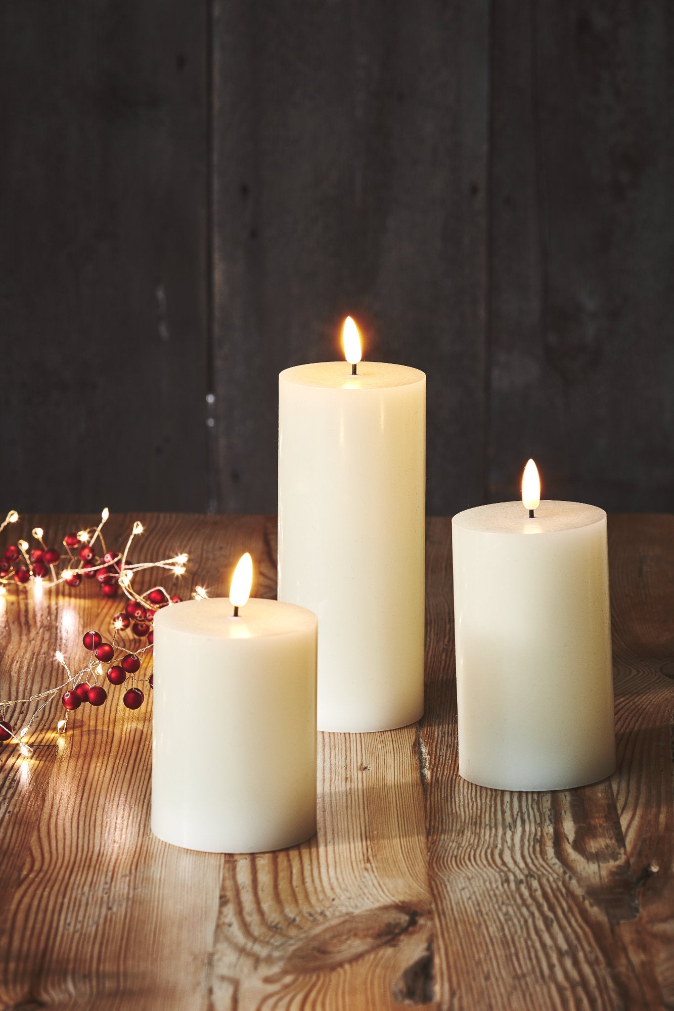 LED Pillar Candles Warm White, 7.5 CM ( Set Of 3 )