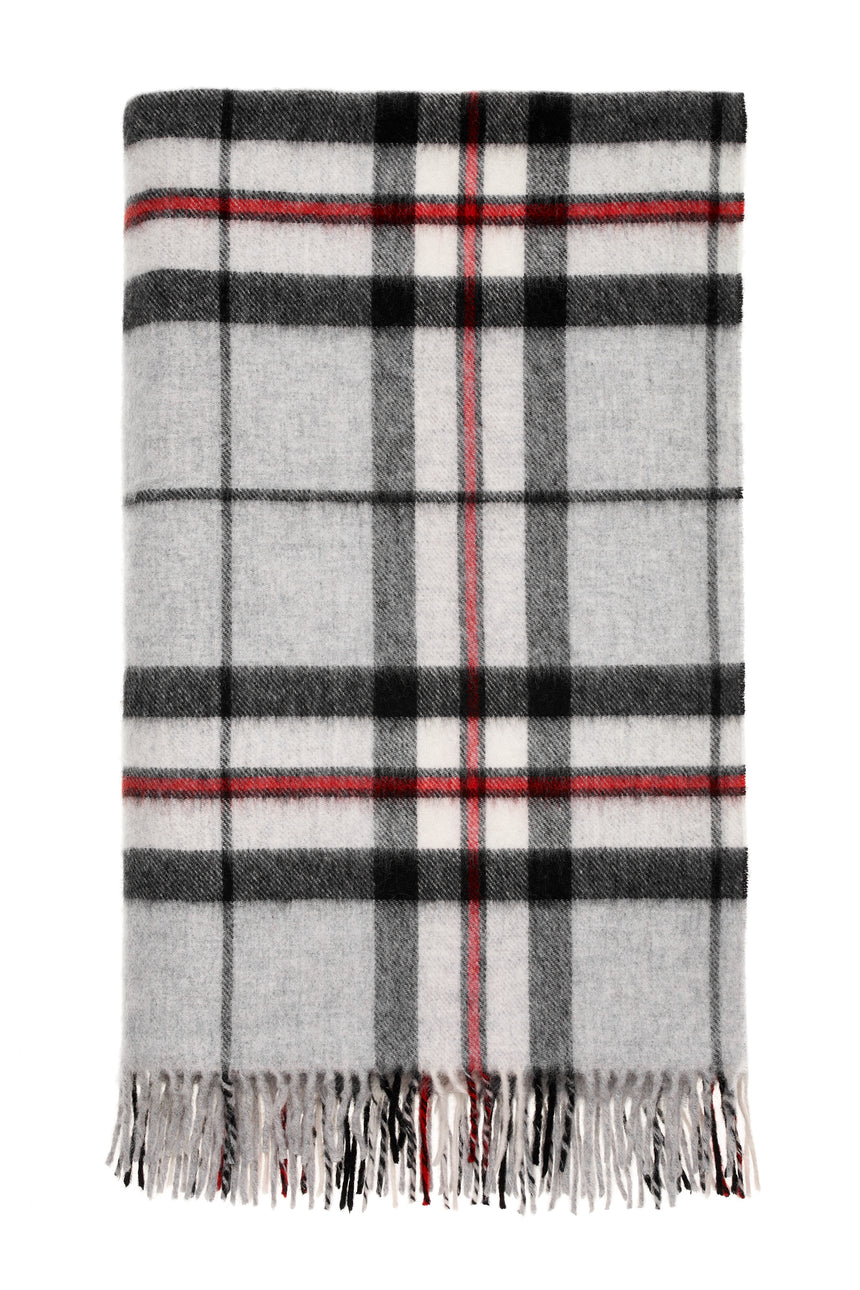 Bronte By Moon Thompson Tartan Merino Wool Throw, Grey