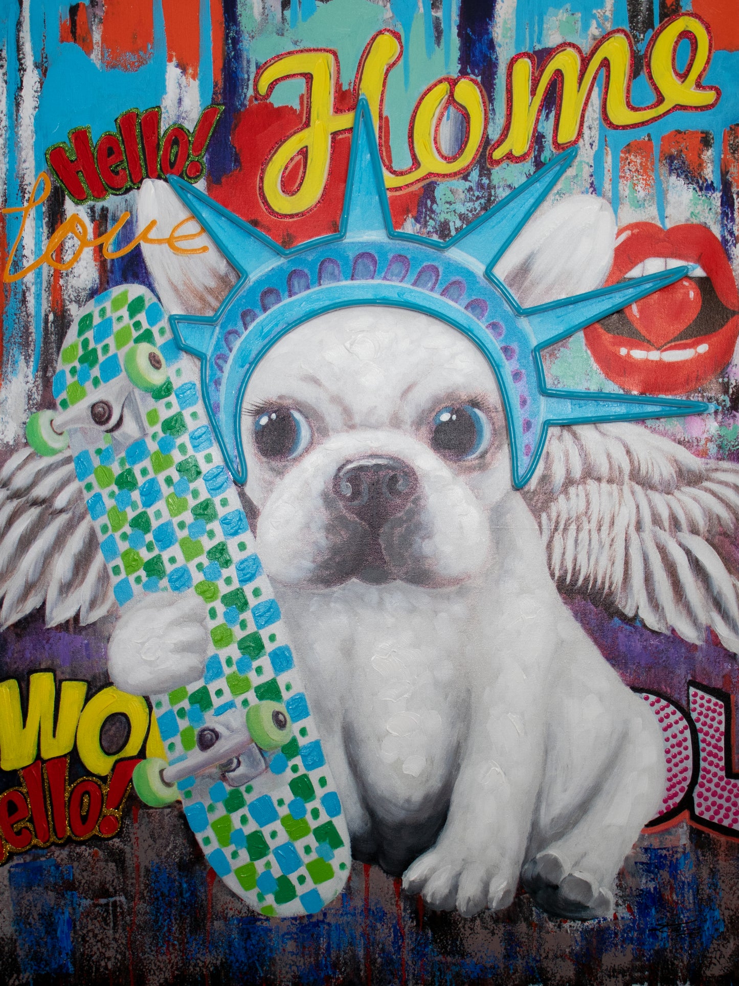 Locomocean Wall Artwork With Neon Lighting Liberty Dog