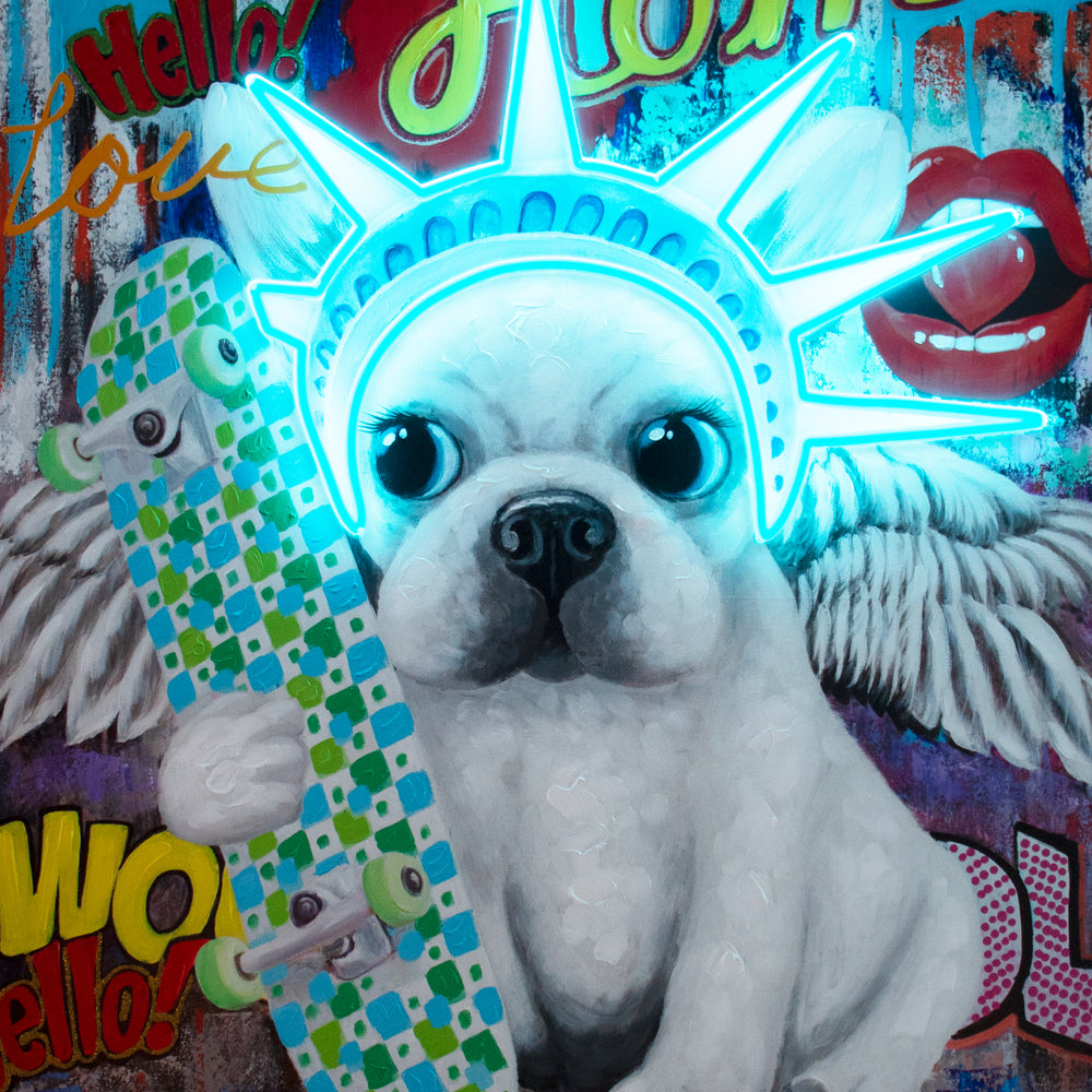 Locomocean Wall Artwork With Neon Lighting Liberty Dog