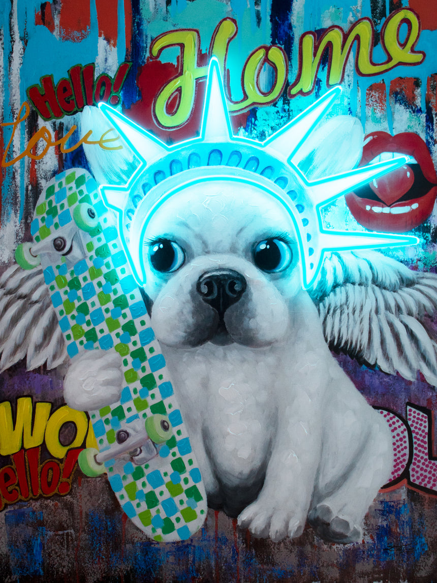 Locomocean Wall Artwork With Neon Lighting Liberty Dog