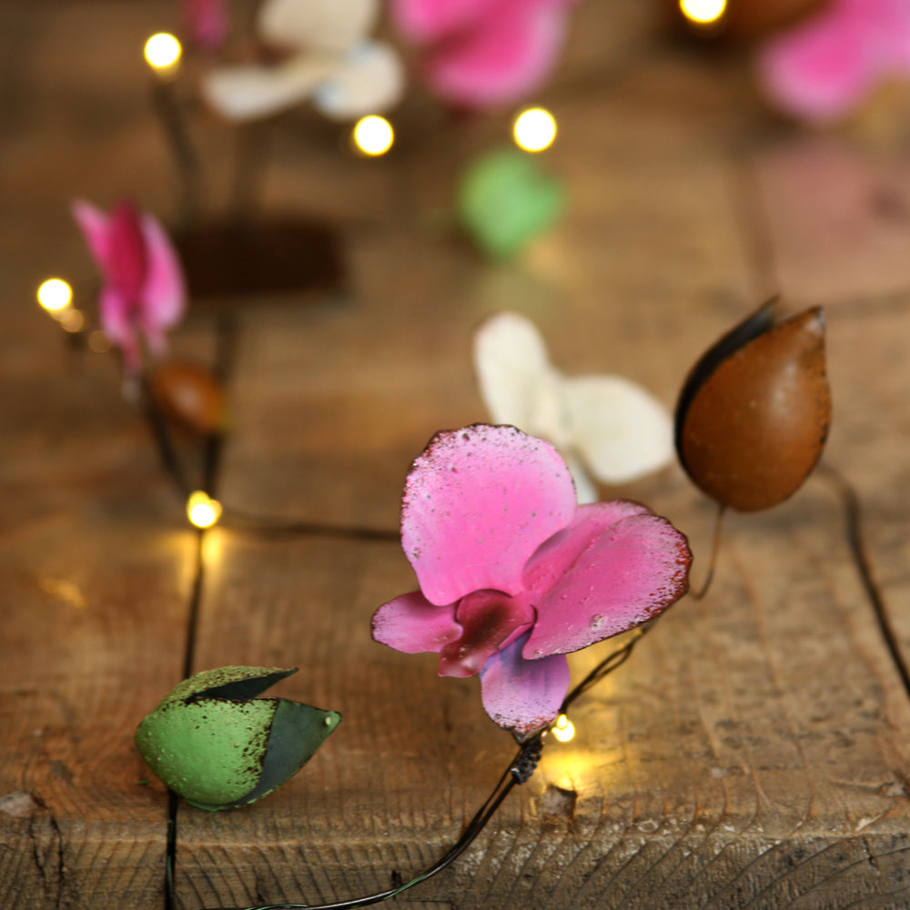 Handmade Metal LED Fairy Lights, Orchid (Battery Operated)