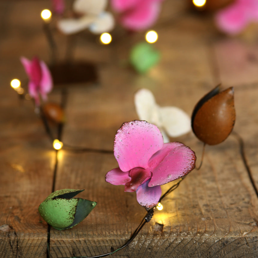 Handmade Metal LED Fairy Lights, Orchid (Battery Operated)