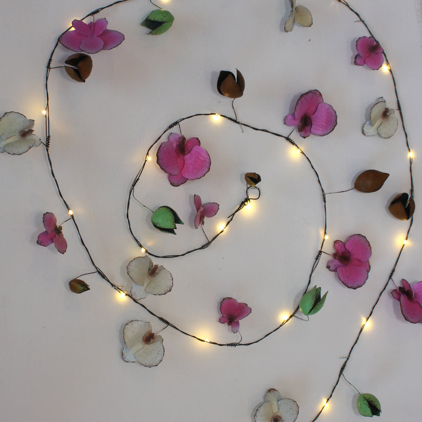 Handmade Metal LED Fairy Lights, Orchid (Battery Operated)