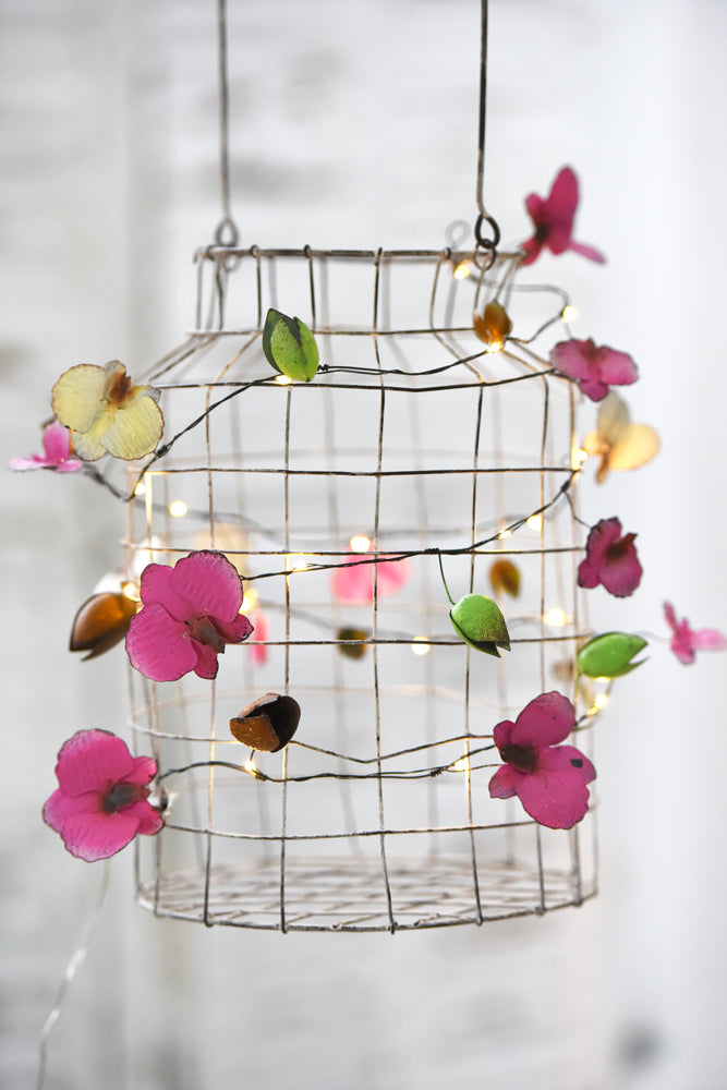 Handmade Metal LED Fairy Lights, Orchid (Battery Operated)