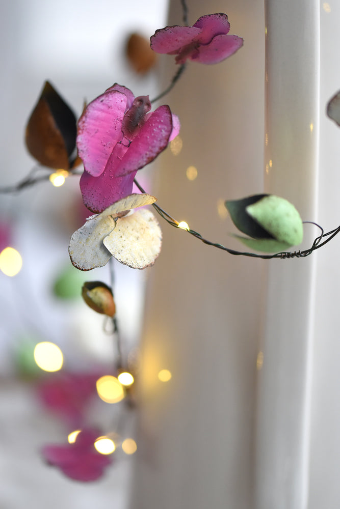 Handmade Metal LED Fairy Lights, Orchid (Battery Operated)